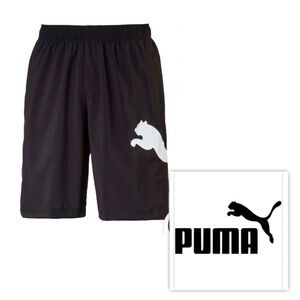 NWT PUMA Men's XL BIG CAT LOGO woven Soft Light Black Shorts w pockets